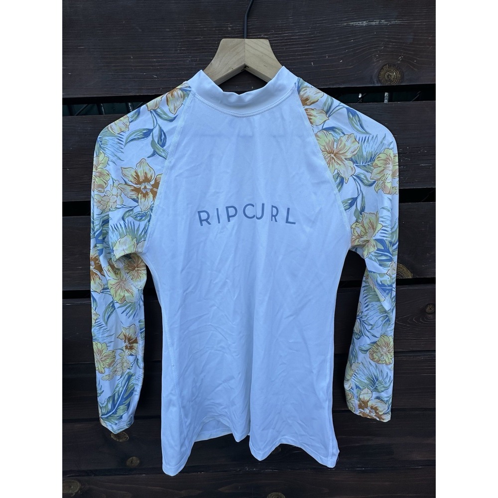 Surfer Kid Rip Curl Long Sleeve White Floral Rashguard Size Large 14